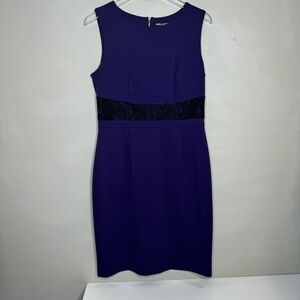 Karl Lagerfeld Paris Women's Purple And Black Lace Inset Sheath Dress